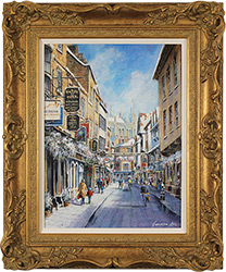 Gordon Lees, Original oil painting on panel, Sunshine and Snow, Stonegate, York Large image. Click to enlarge