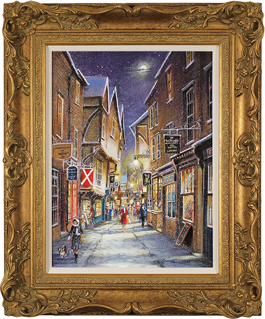 Gordon Lees, Original oil painting on panel, Sparkle of The Shambles, York, click to enlarge