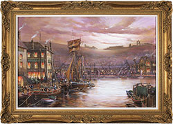 Gordon Lees, Original oil painting on canvas, Harbour Lights, Whitby Large image. Click to enlarge