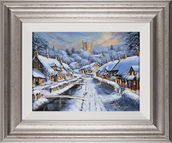 Gordon Lees, Original oil painting on panel, Cotswolds Village in Winter