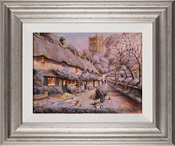 Gordon Lees, Original oil painting on canvas, Evening Snow in Chipping Campden Large image. Click to enlarge