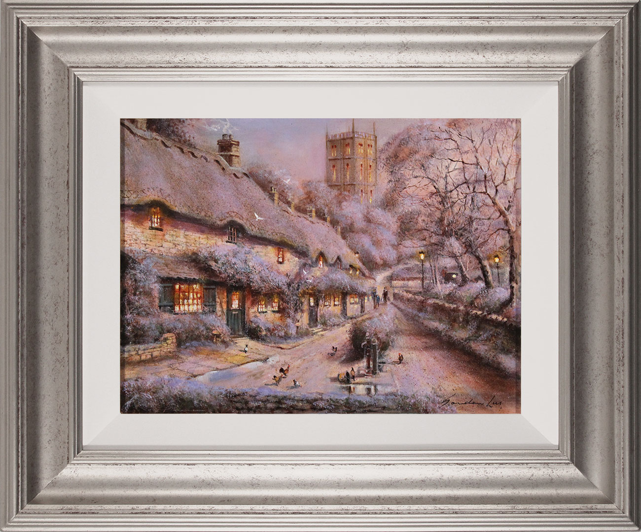 Gordon Lees, Original oil painting on canvas, Evening Snow in Chipping Campden, click to enlarge
