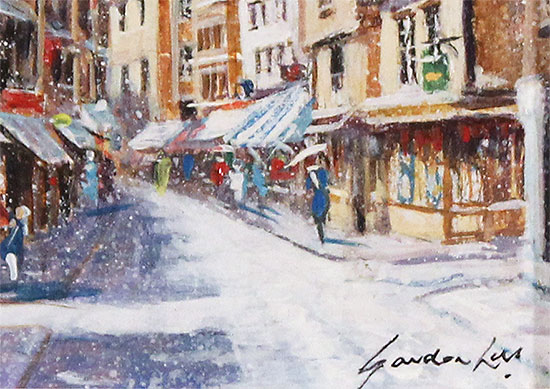Gordon Lees, Original oil painting on panel, Winter Walk, Low Petergate Signature image. Click to enlarge