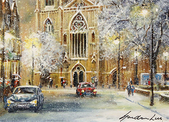 Gordon Lees, Original oil painting on panel, York Minster in Snow Signature image. Click to enlarge