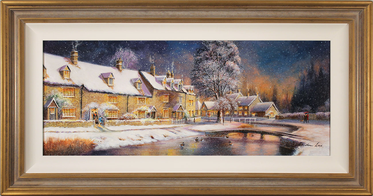 Gordon Lees, Original oil painting on panel, A Snowy Winter's Eve. Click to enlarge