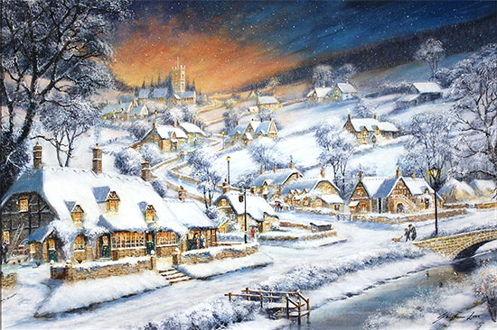 Gordon Lees, Original oil painting on panel, The Close of a Cotswolds Eve