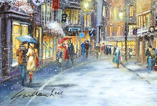 Gordon Lees, Original oil painting on panel, Winter on Low Petergate, York Signature image. Click to enlarge