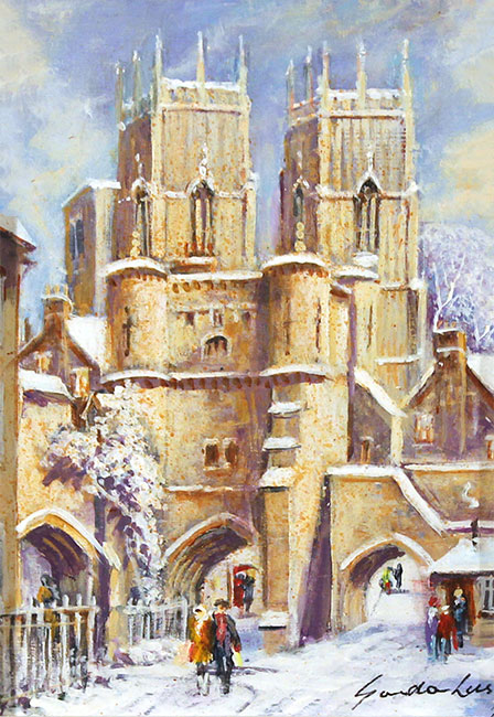 Gordon Lees, Original oil painting on panel, Bootham Bar, York Without frame image. Click to enlarge