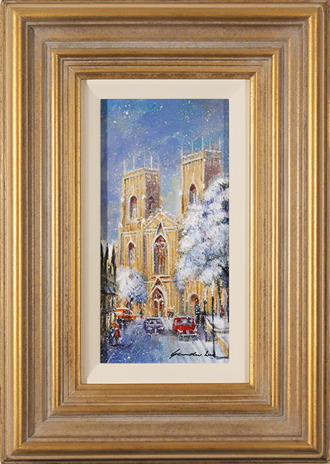 Gordon Lees, Original oil painting on panel, York Minster in Snow, click to enlarge