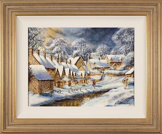 Gordon Lees, Original oil painting on panel, Snowfall on Arlington Row 