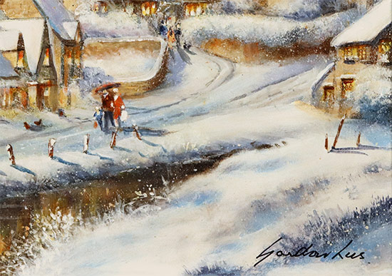 Gordon Lees, Original oil painting on panel, Snowfall on Arlington Row Signature image. Click to enlarge