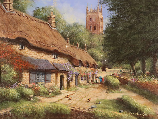 Gordon Lees, Original oil painting on panel, Cottage Row, Chipping Campden Without frame image. Click to enlarge