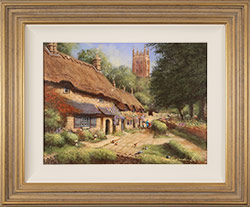 Gordon Lees, Original oil painting on panel, Cottage Row, Chipping Campden Large image. Click to enlarge