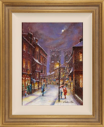 Gordon Lees, Original oil painting on canvas, A Snowy Eve, Low Petergate