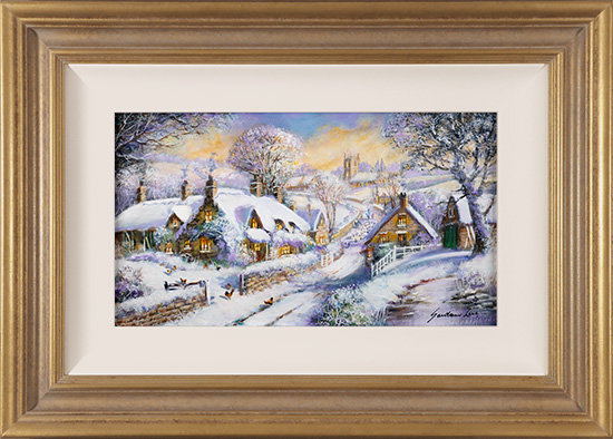 Gordon Lees, Original oil painting on panel, Cotswolds Village in Winter 