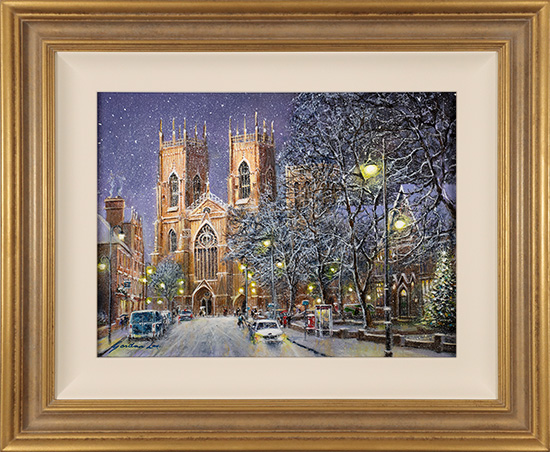 Gordon Lees, Original oil painting on canvas, Snowy Winter's Eve, York Minster 