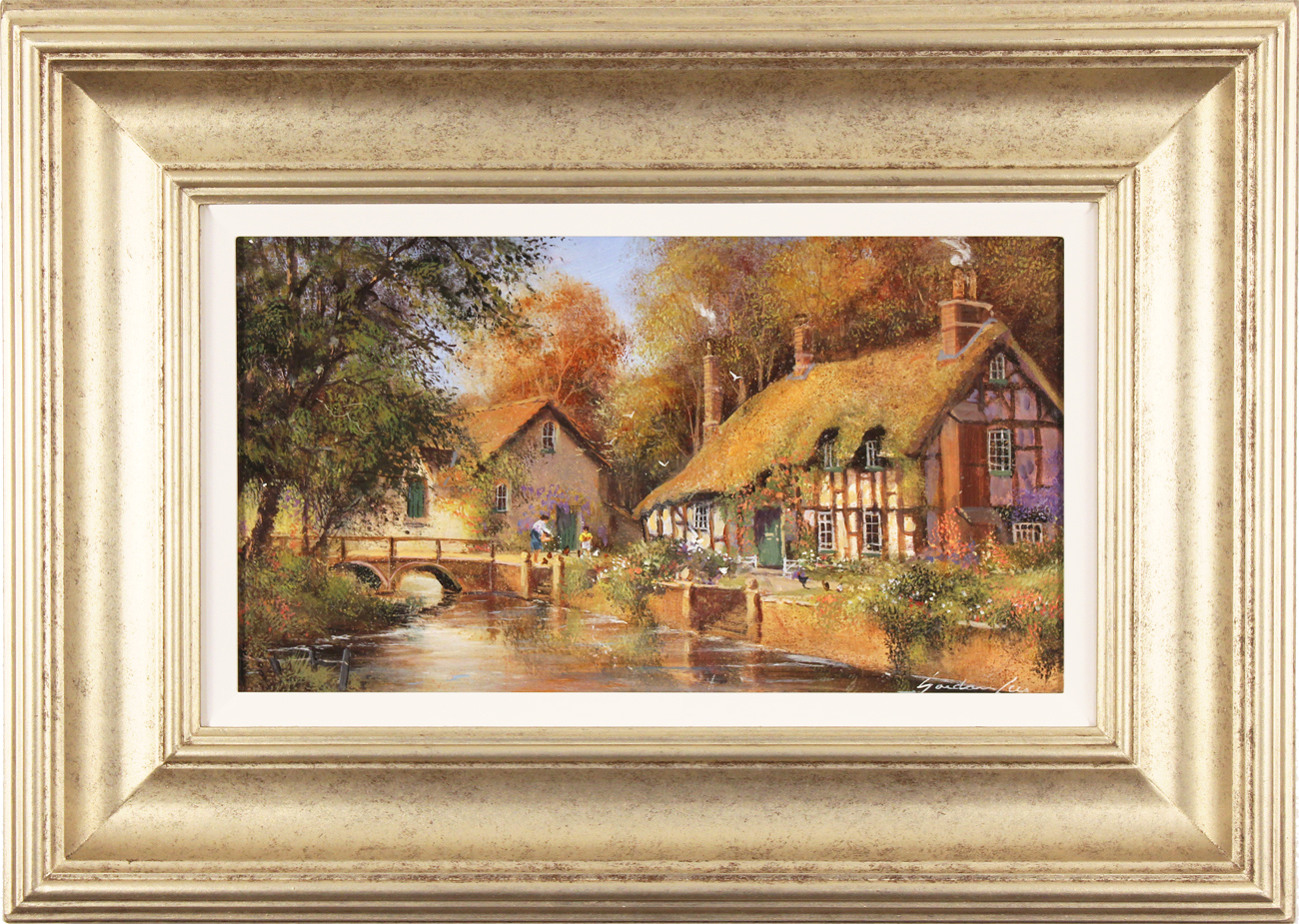 Gordon Lees, Original oil painting on panel, Riverside Cottage 14x8ins, Art  Ref:GLE1532