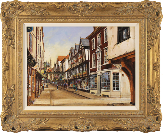 Gordon Lees, Original oil painting on panel, Stonegate, York