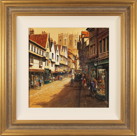 Gordon Lees, Original oil painting on panel, Low Petergate, York