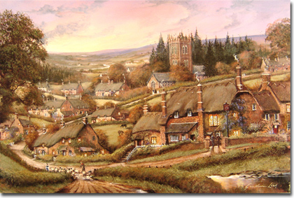 Gordon Lees, Signed limited edition print, Cotswolds Village Without frame image. Click to enlarge
