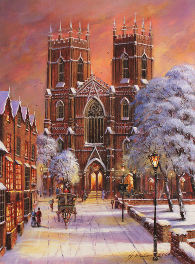 Gordon Lees, Signed limited edition print, Minster in Snow