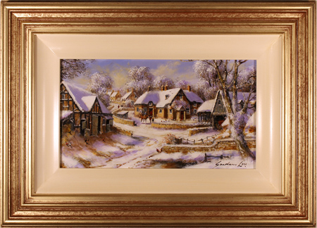 Gordon Lees, Original oil painting on canvas, Cotswolds Village in Snow, click to enlarge