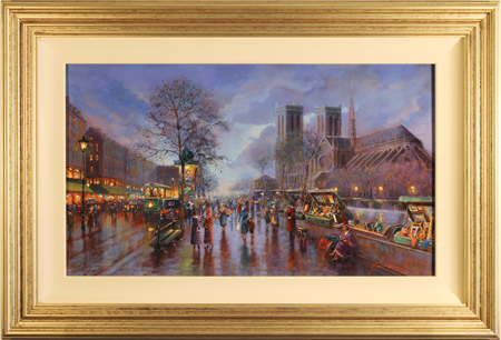 Gordon Lees, Original oil painting on panel, La Rue Notre Dame, Paris, click to enlarge