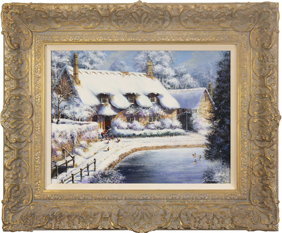 Gordon Lees, Original oil painting on panel, Winter in Thornton le Dale, North Yorkshire