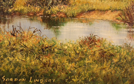 Gordon Lindsay, Original oil painting on canvas, Landscape with Cows Signature image. Click to enlarge