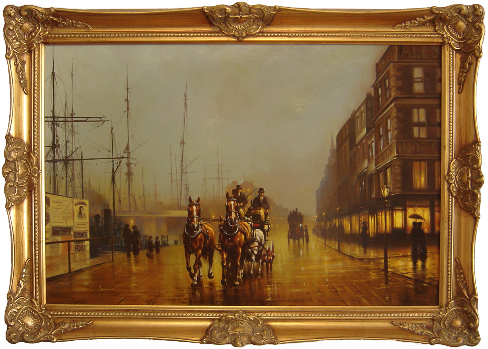 Graham Isom, Original oil painting on canvas, Princess Dock, Hull. Click to enlarge