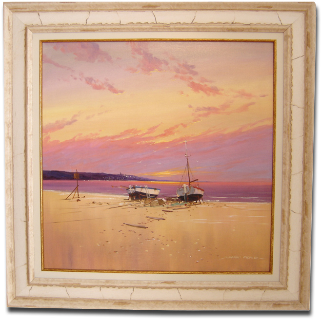 Graham Petley, Original oil painting on canvas, Boats on Shore. Click to enlarge