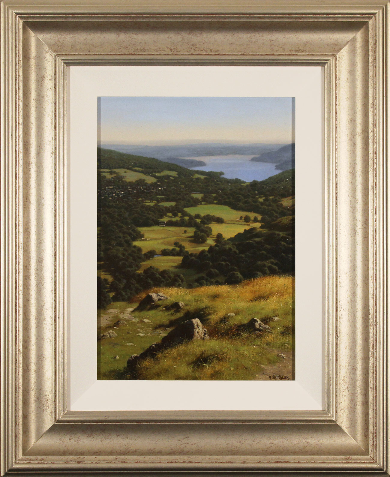 Howard Shingler, Original oil painting on canvas, Windermere from Nab Scar. Click to enlarge