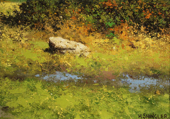 Howard Shingler, Original oil painting on panel, Grassmoor, Rannerdale Signature image. Click to enlarge