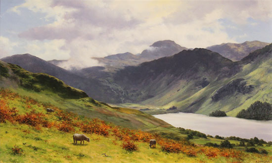 Howard Shingler, Original oil painting on panel, Buttermere from Hassness Without frame image. Click to enlarge