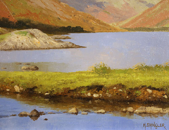 Howard Shingler, Original oil painting on panel, Yewbarrow from Wastwater Signature image. Click to enlarge