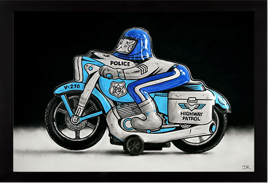 Ian Rawling, PS, Pastel, Tin Motorcyclist
