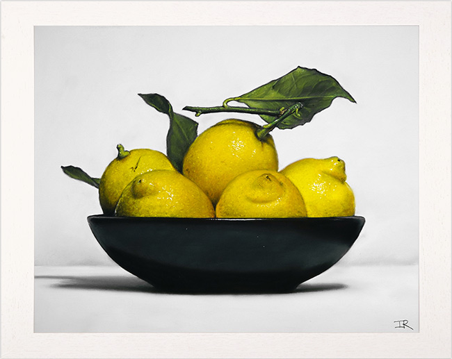 Ian Rawling, PS, Pastel, Lemons in Black Bowl, click to enlarge