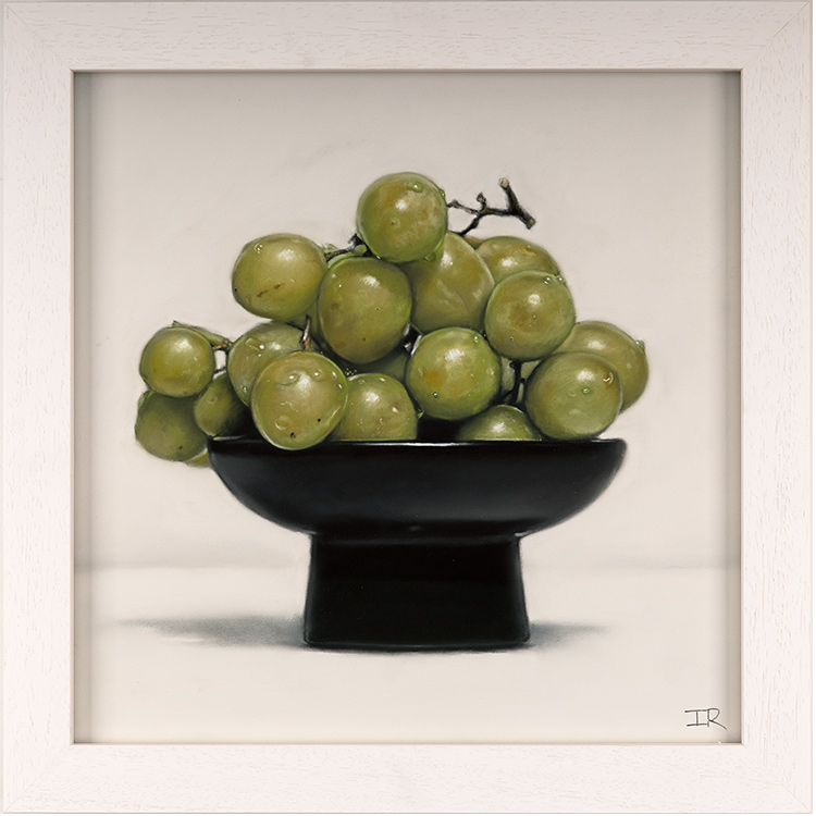 Ian Rawling, PS, Pastel, Green Grapes, Black Bowl, click to enlarge