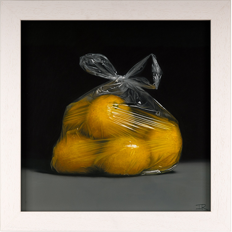 Ian Rawling, PS, Pastel, Lemons in Bag II, click to enlarge