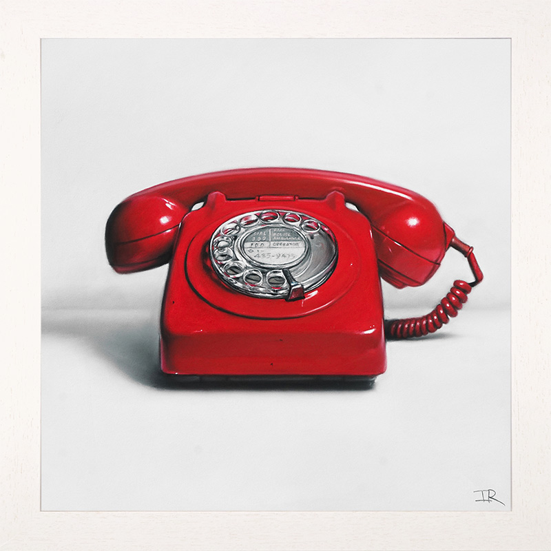 Ian Rawling, PS, Pastel, Red Rotary Telephone 