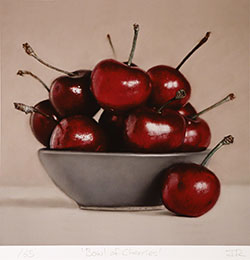 Ian Rawling, Signed limited edition print, Bowl of Cherries Large image. Click to enlarge