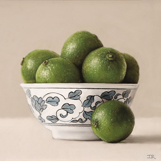 Ian Rawling, Pastel, Bowl of Limes Without frame image. Click to enlarge