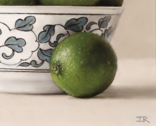 Ian Rawling, Pastel, Bowl of Limes Signature image. Click to enlarge