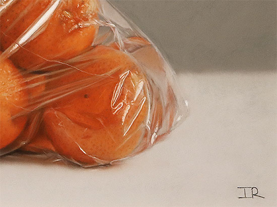 Ian Rawling, Pastel, Bag of Clementines Signature image. Click to enlarge