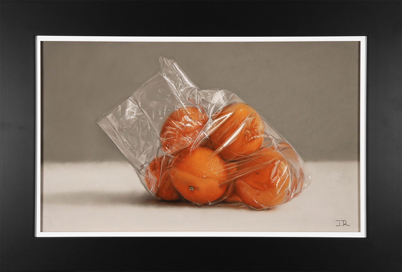 Ian Rawling, Pastel, Bag of Clementines. Click to enlarge