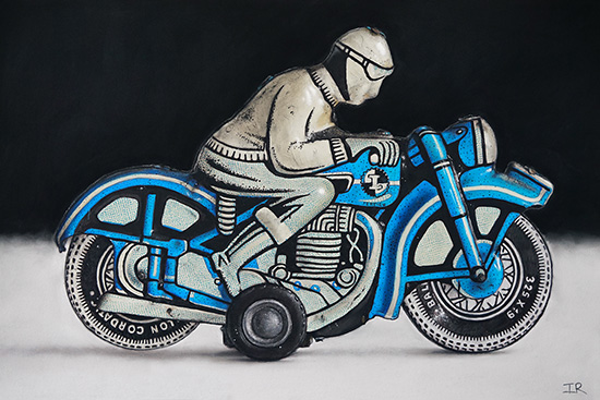 Ian Rawling, Pastel, Tin Motorcycle, click to enlarge