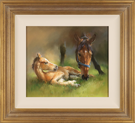 Jacqueline Stanhope, Original oil painting on canvas, Mare and Foal