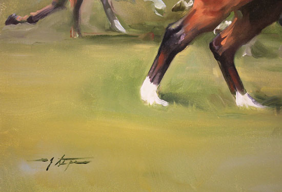 Jacqueline Stanhope, Original oil painting on canvas, Frankel's 2000 Guineas Signature image. Click to enlarge