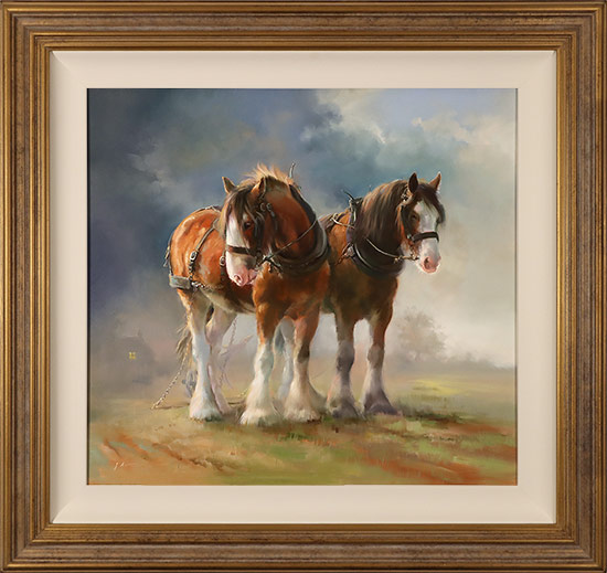 Jacqueline Stanhope, Original oil painting on canvas, Shire Horses 