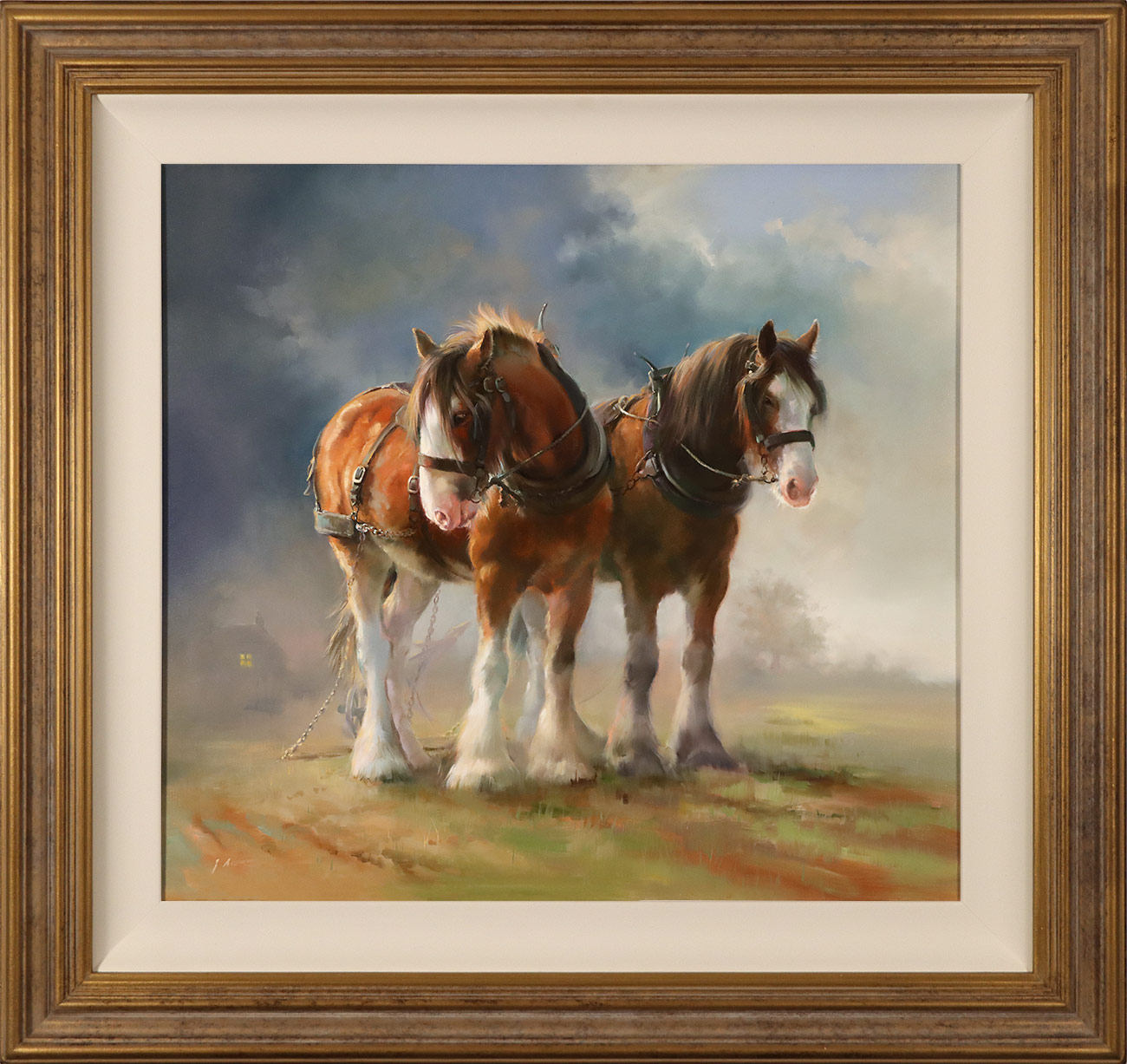 Jacqueline Stanhope, Original oil painting on canvas, Shire Horses. Click to enlarge
